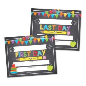Back To School Signs | Set of 10 | School Supplies - Colorful With Ruler Border
